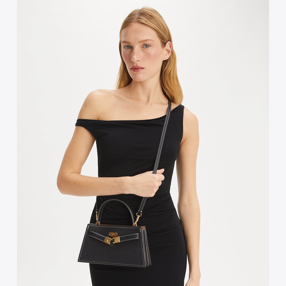 Tory Burch Mini Lee Radziwill Top-Handle Bag Black