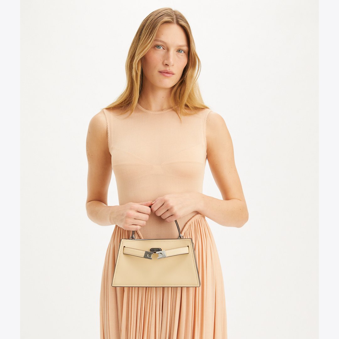 Tory Burch Mini Lee Radziwill Top-Handle Bag Praline