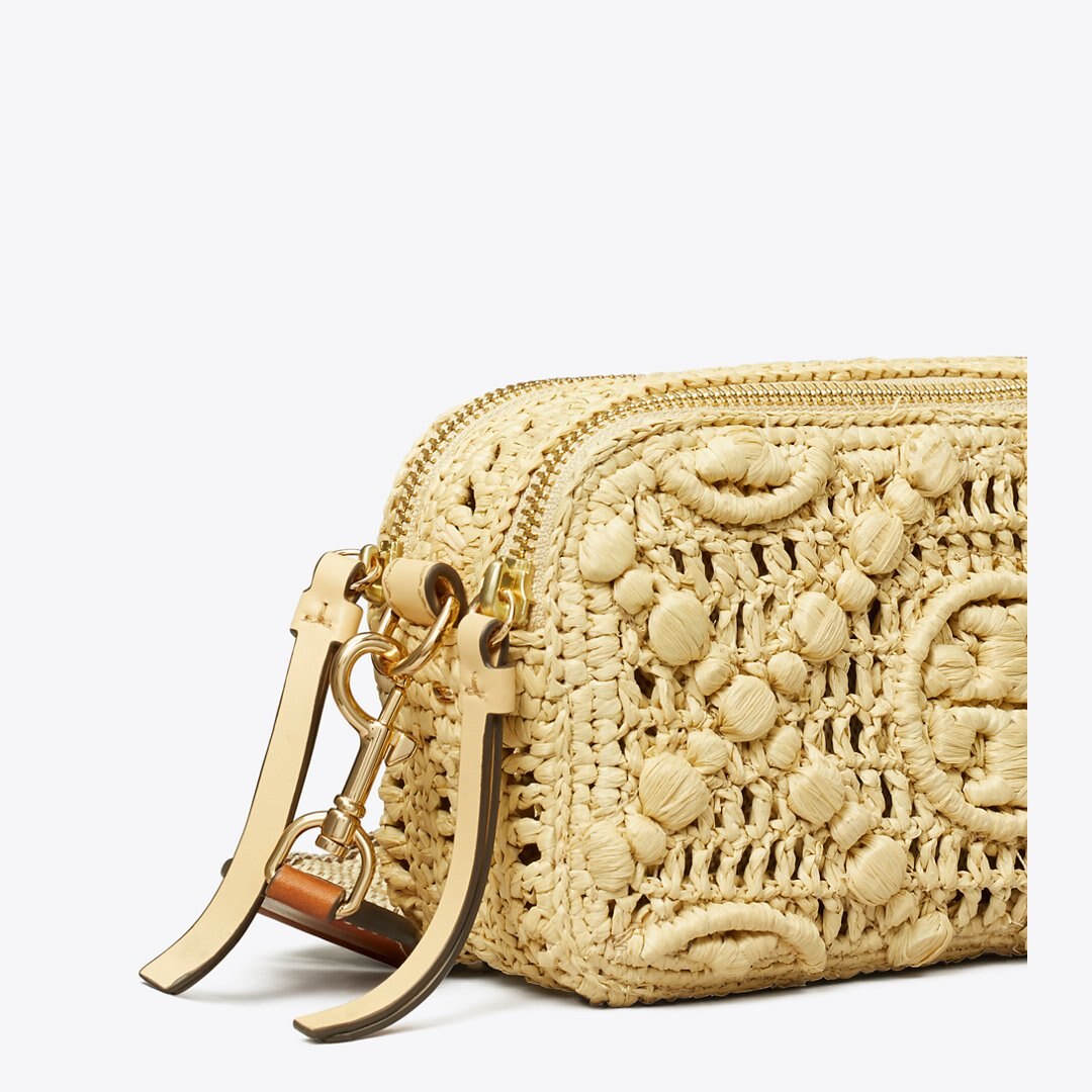 Tory Burch Mini Miller Raffia Crossbody Bag Natural