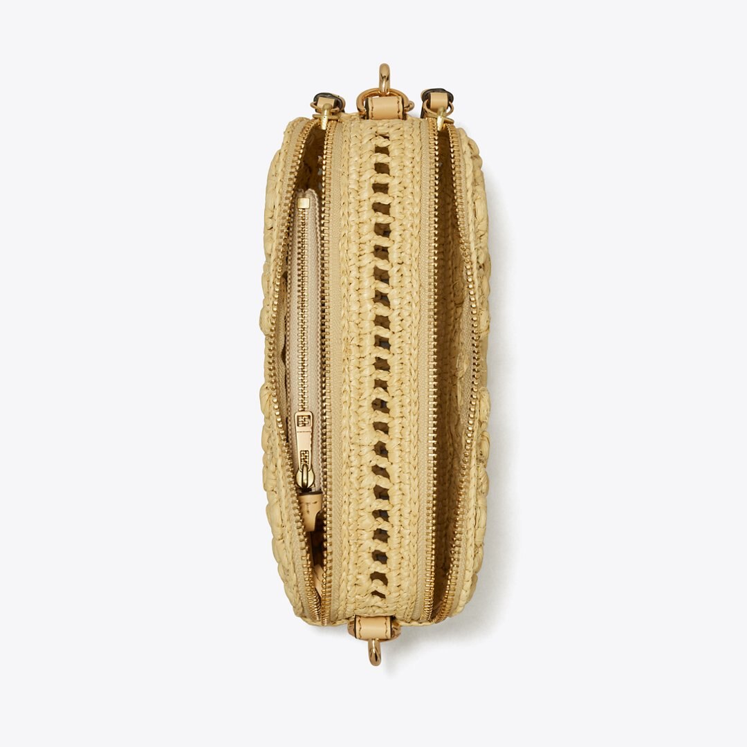 Tory Burch Mini Miller Raffia Crossbody Bag Natural
