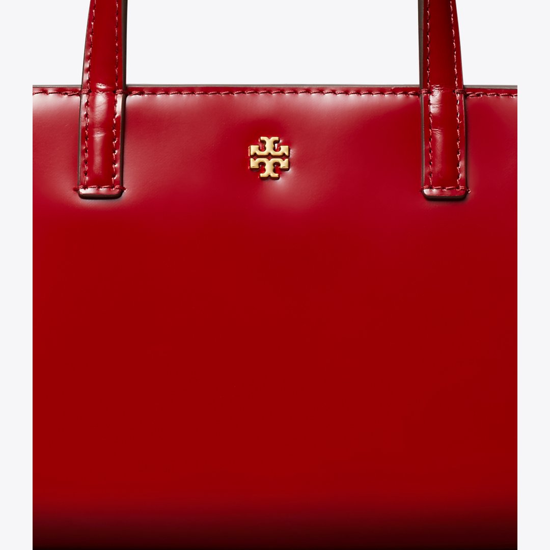 Tory Burch Mini Patent Leather Tote Bartlett Red