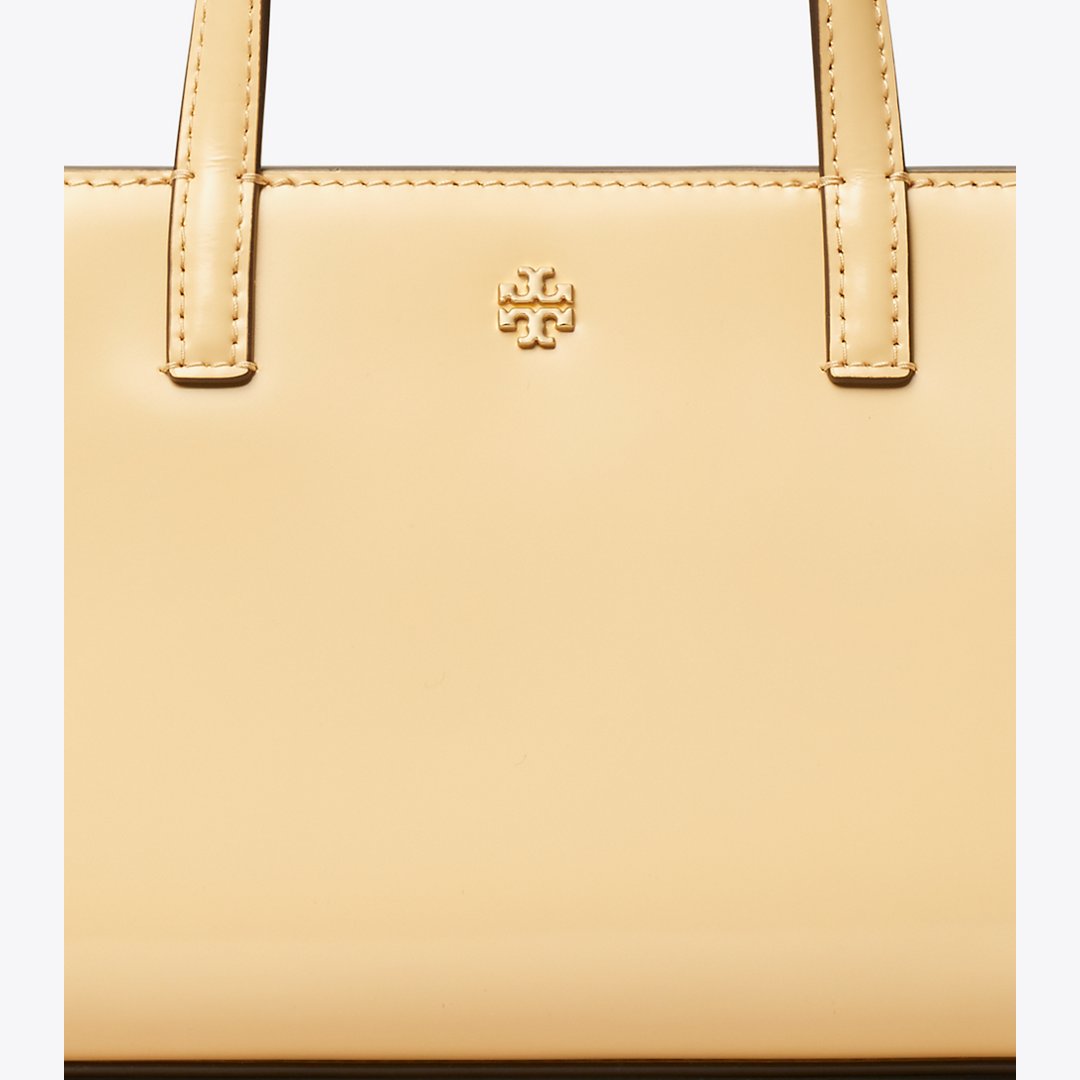 Tory Burch Mini Patent Leather Tote Buff