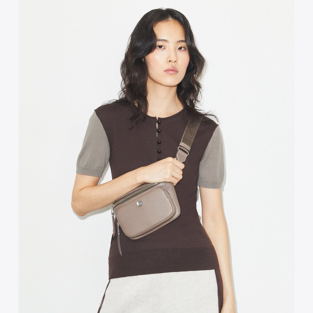 Tory Burch Mini Pebbled Belt Bag Wild Mushroom