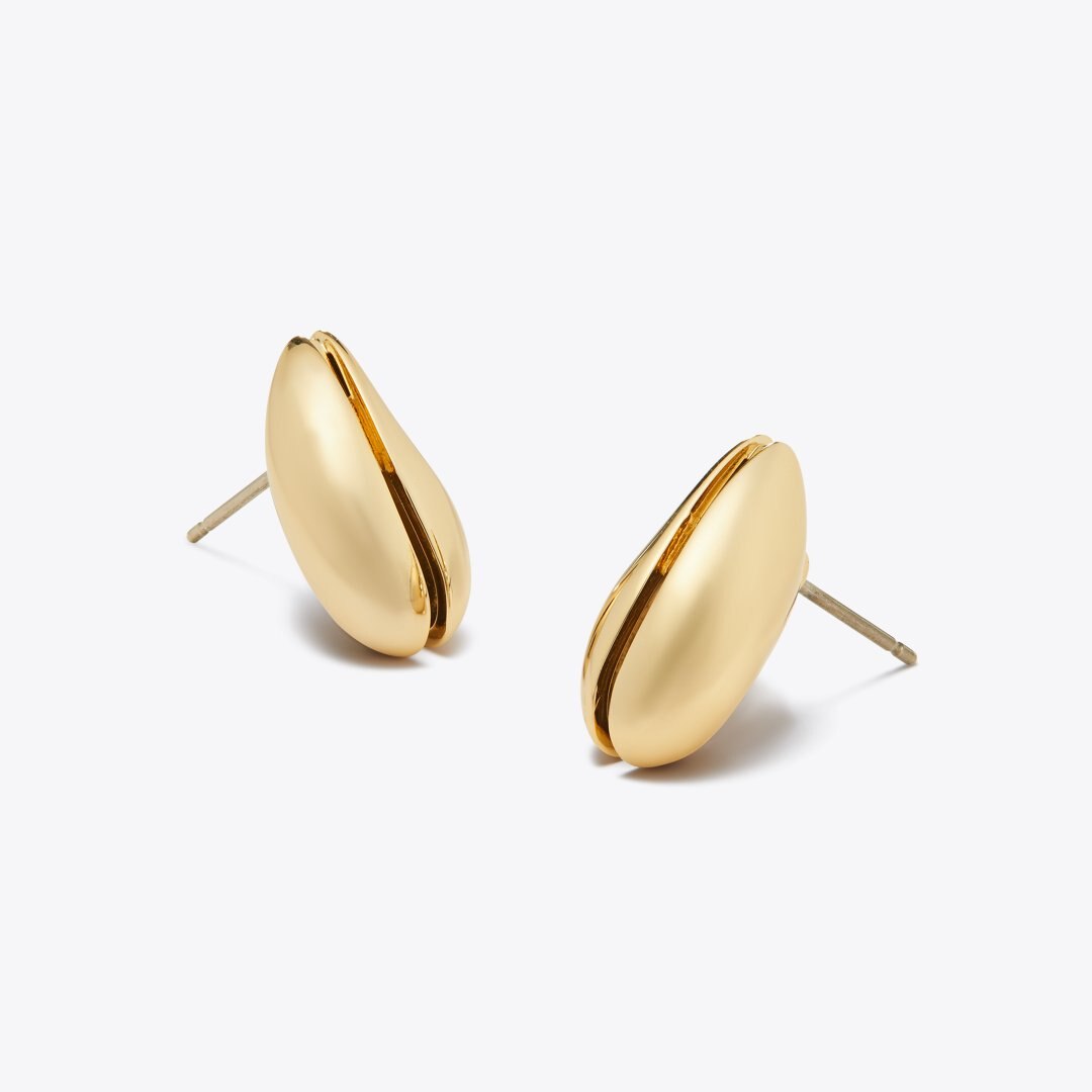 Tory Burch Mini Pierced Earrings Light Brass