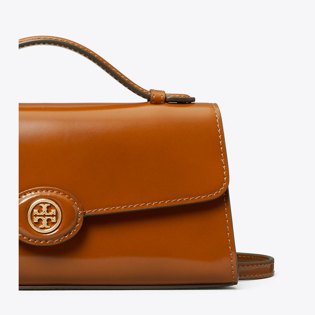 Tory Burch Mini Robinson Spazzolato Crossbody DARK SIENNA