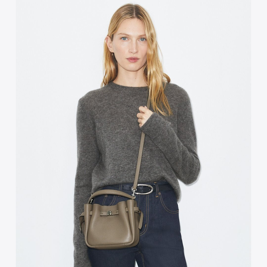 Tory Burch Mini Romy Bucket Bag Wild Mushroom
