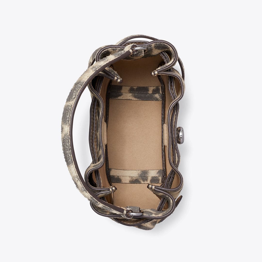 Tory Burch Mini Romy Suede Bucket Bag Cheetah Spots
