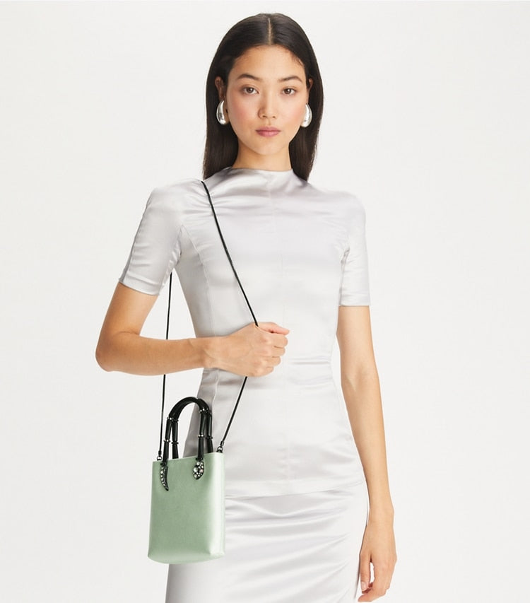 Mini Satin Snake Handle Tote Mint Mint
