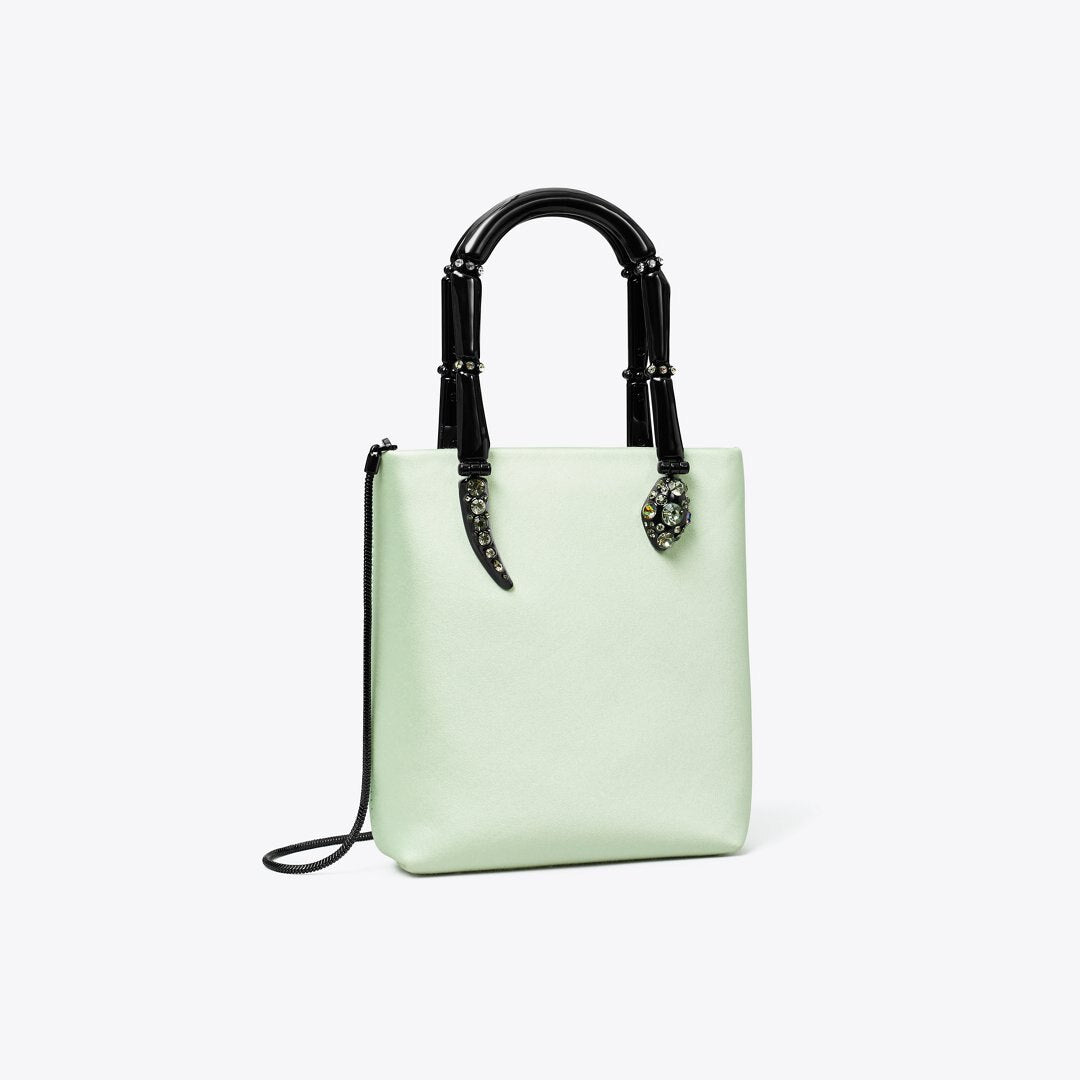 Tory Burch Mini Satin Snake Handle Tote Mint