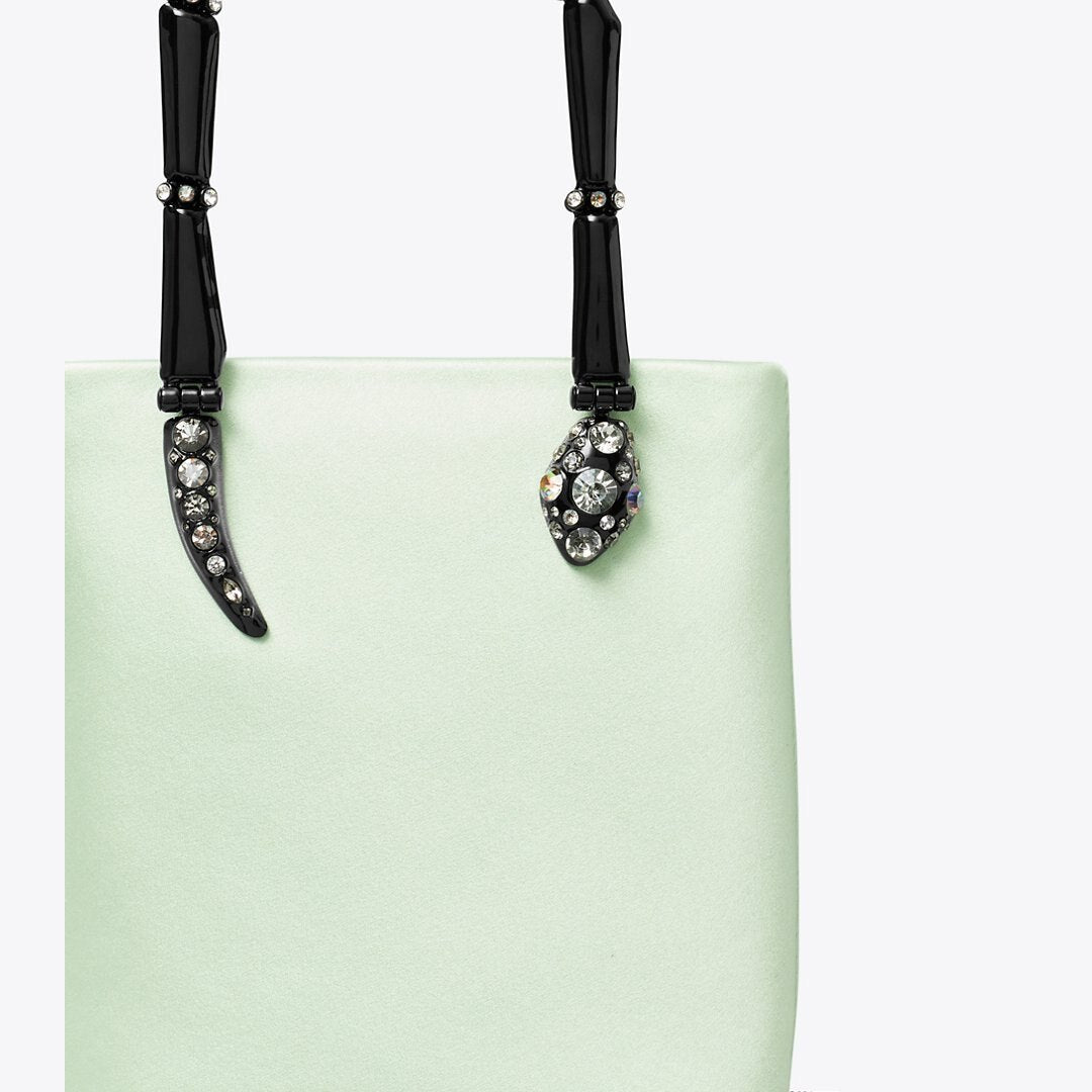 Tory Burch Mini Satin Snake Handle Tote Mint