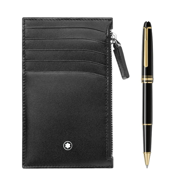 Montblanc Meisterstuck Classique Rollerball Pen And Leather Pocket 5 Credit Card Set