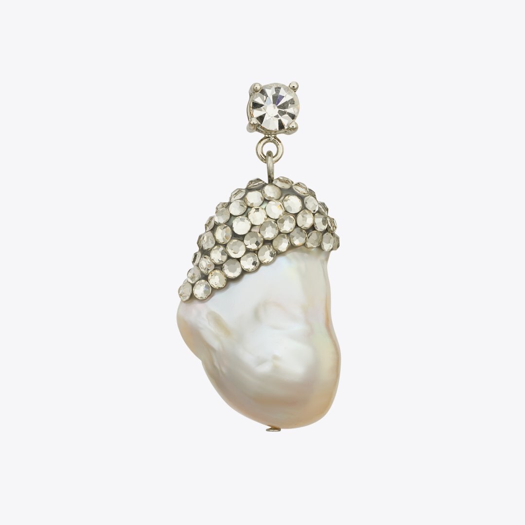 Tory Burch Moondance Crystal and Pearl Drop Earrings Ivory / Crystal