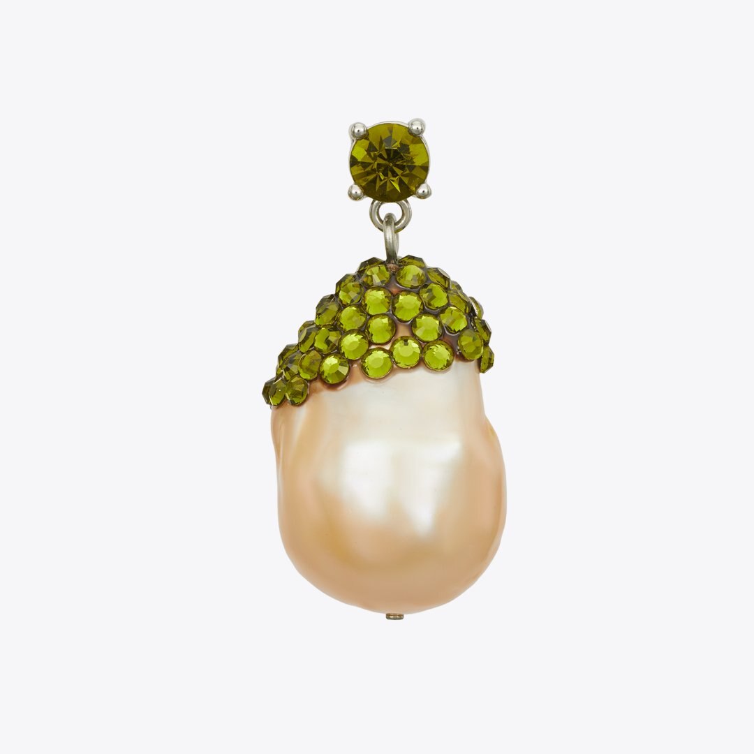 Tory Burch Moondance Crystal and Pearl Drop Earrings Pink / Green