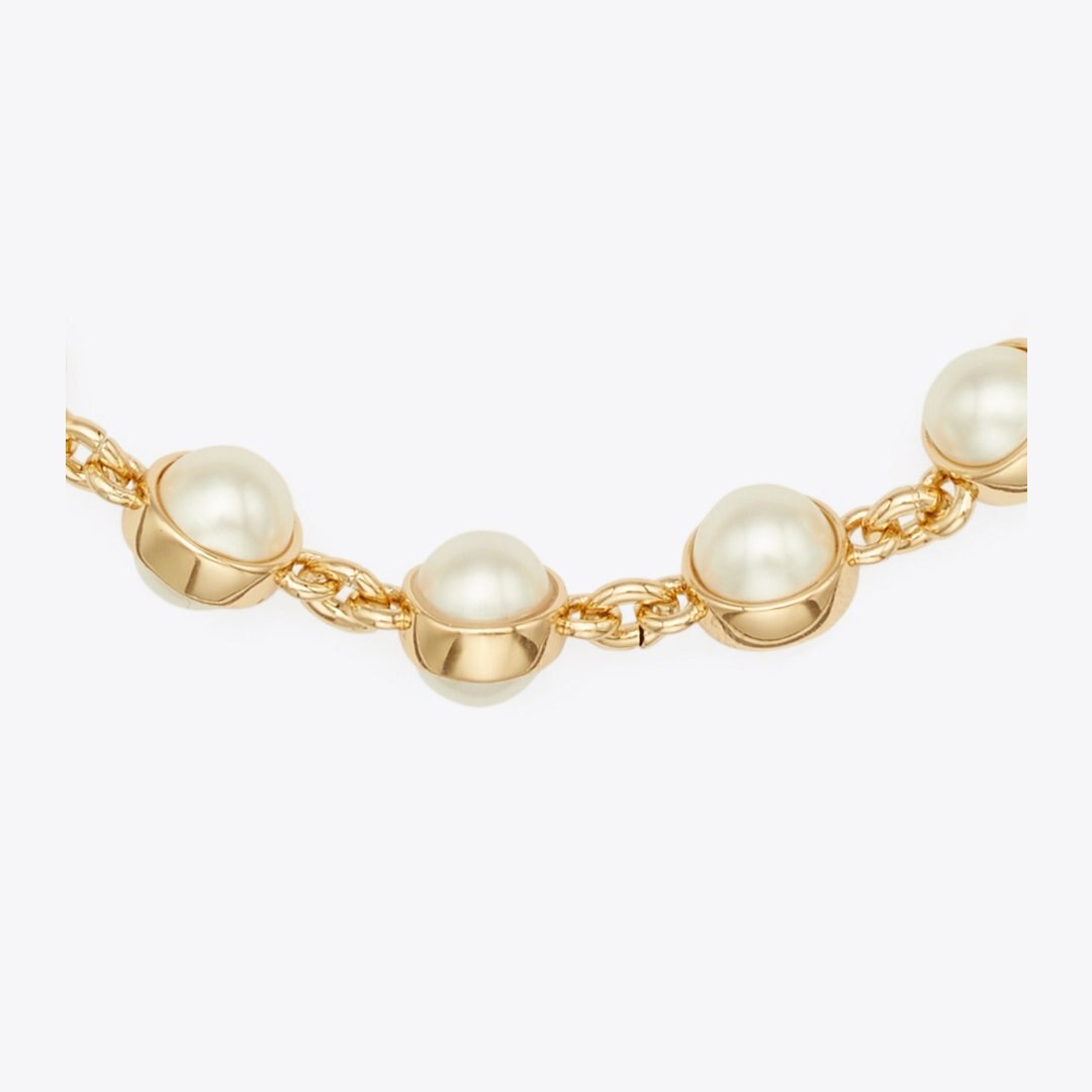 Tory Burch Moondance Pearl Bracelet Light Brass / Ivory