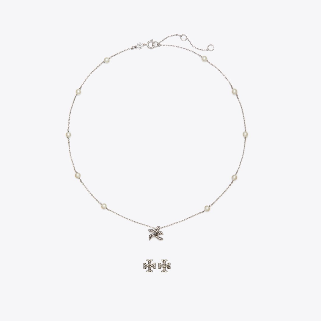 Tory Burch Moondance Pendant and Earrings Gift Set Tory Silver / Pearl