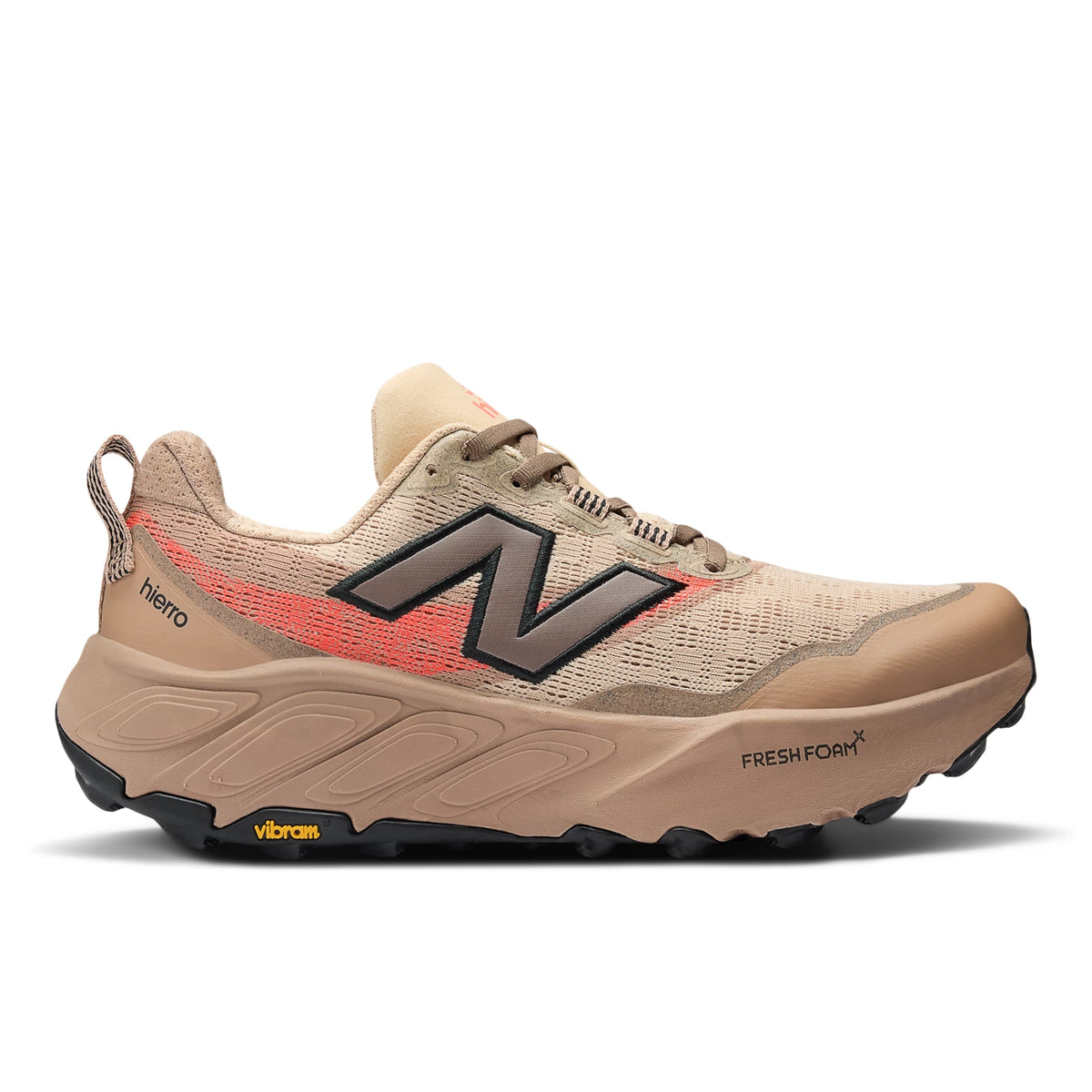 New Balance Fresh Foam X Hierro V9 Desert Clay with Earth Shadow and Urgent Red