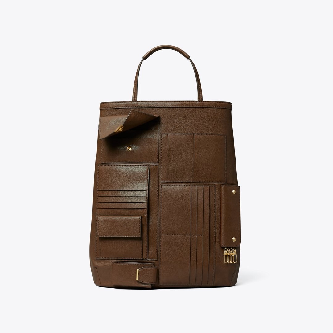 Tory Burch Multi-Pocket Tote Swiss Coffee