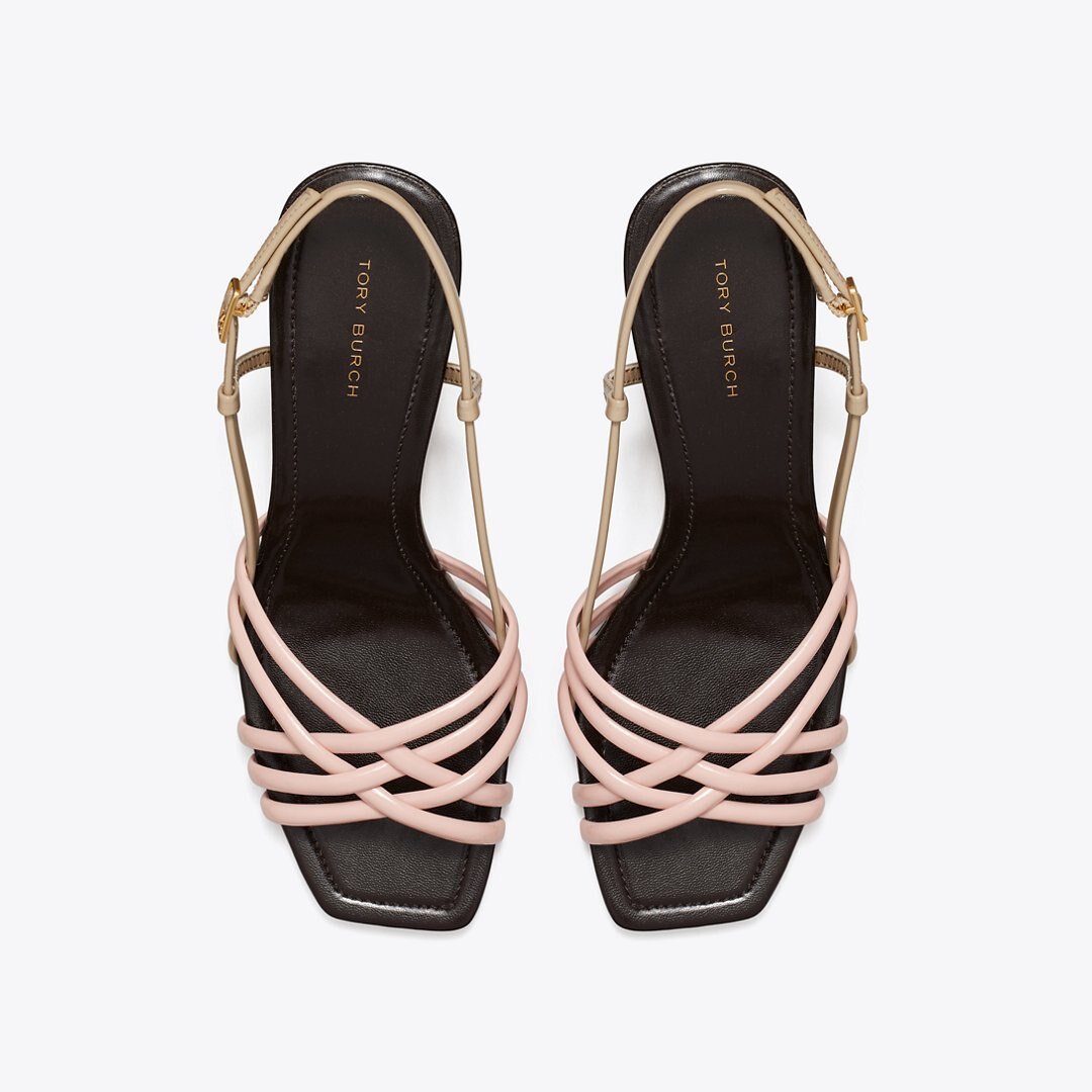 Tory Burch Multi-Strap Espadrille Wedge PINK BRICK / TAUPE STORM / COCO