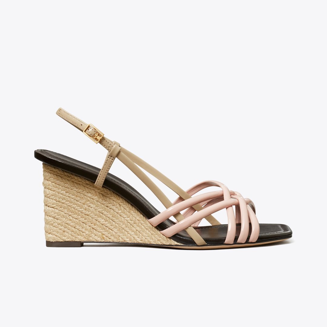 Tory Burch Multi-Strap Espadrille Wedge PINK BRICK / TAUPE STORM / COCO