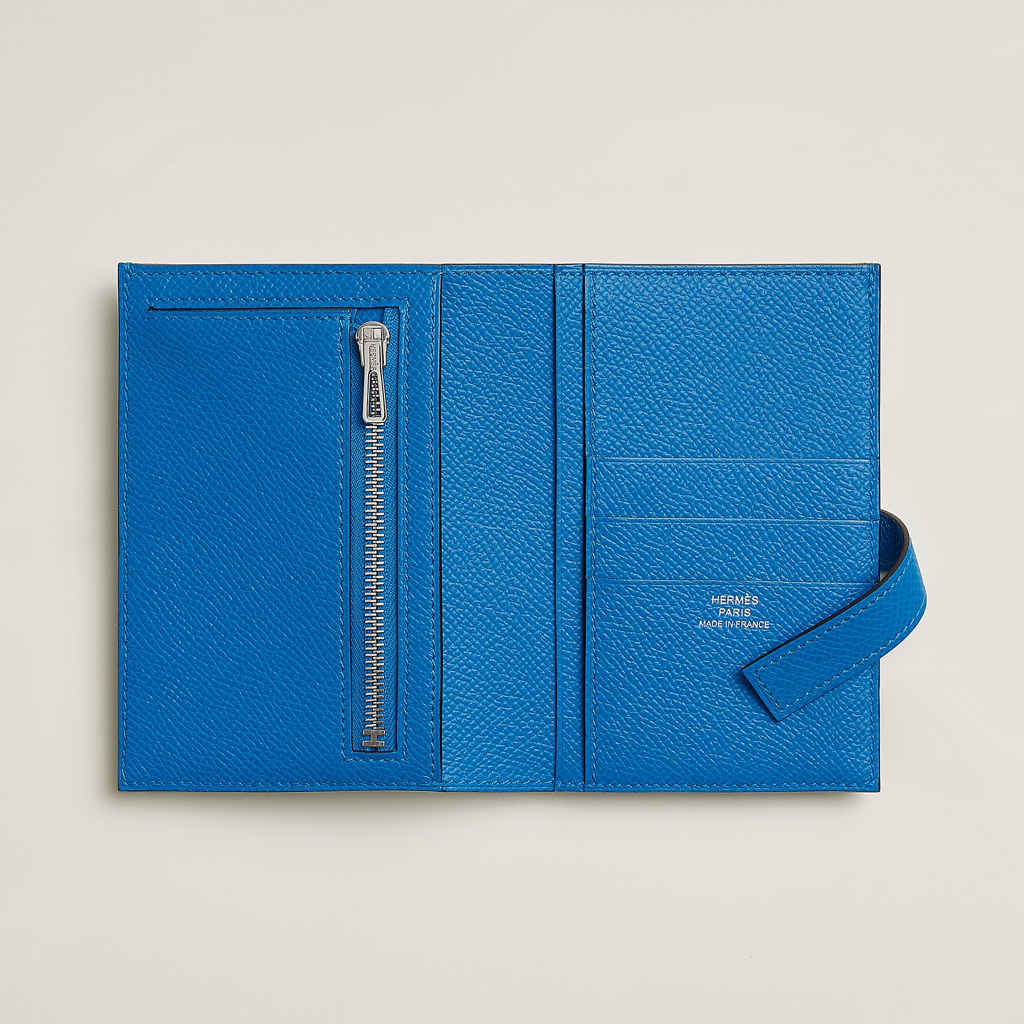 Hermes New H Passant Compact Wallet Bleu Zanzibar