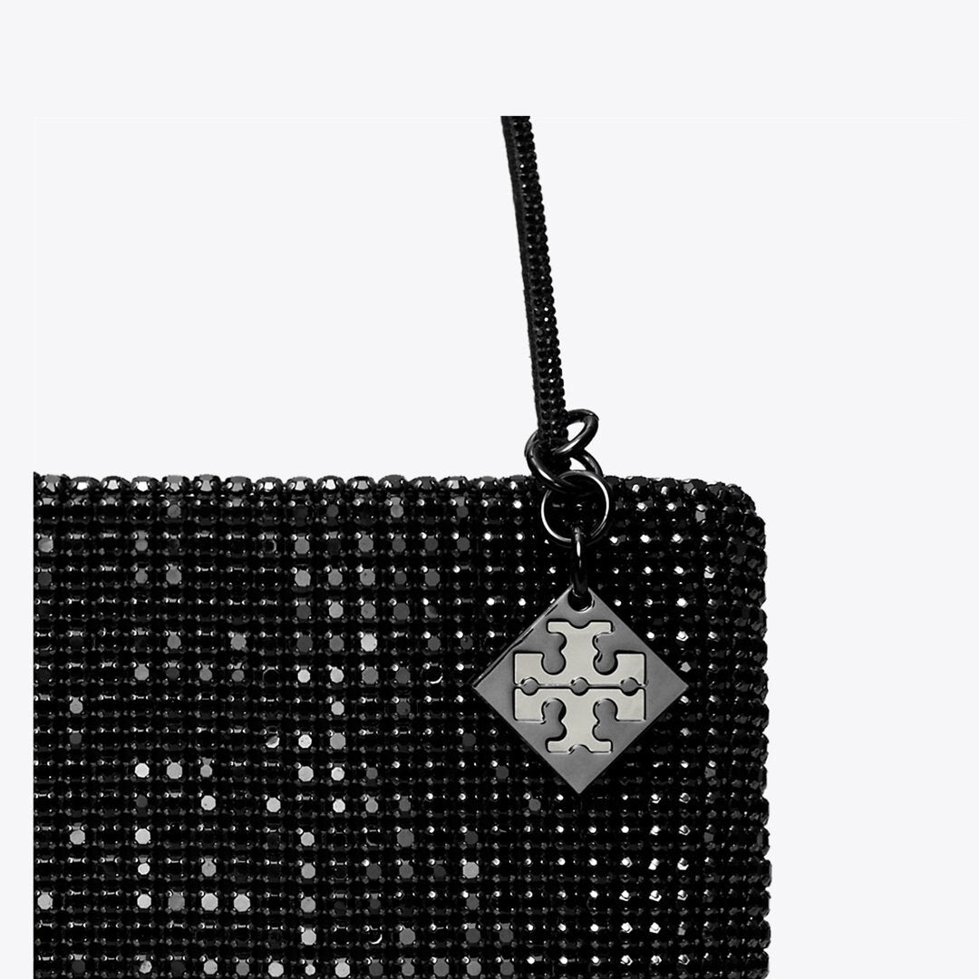 Tory Burch Night Owl Crystal-Embellished Mini Tote Black