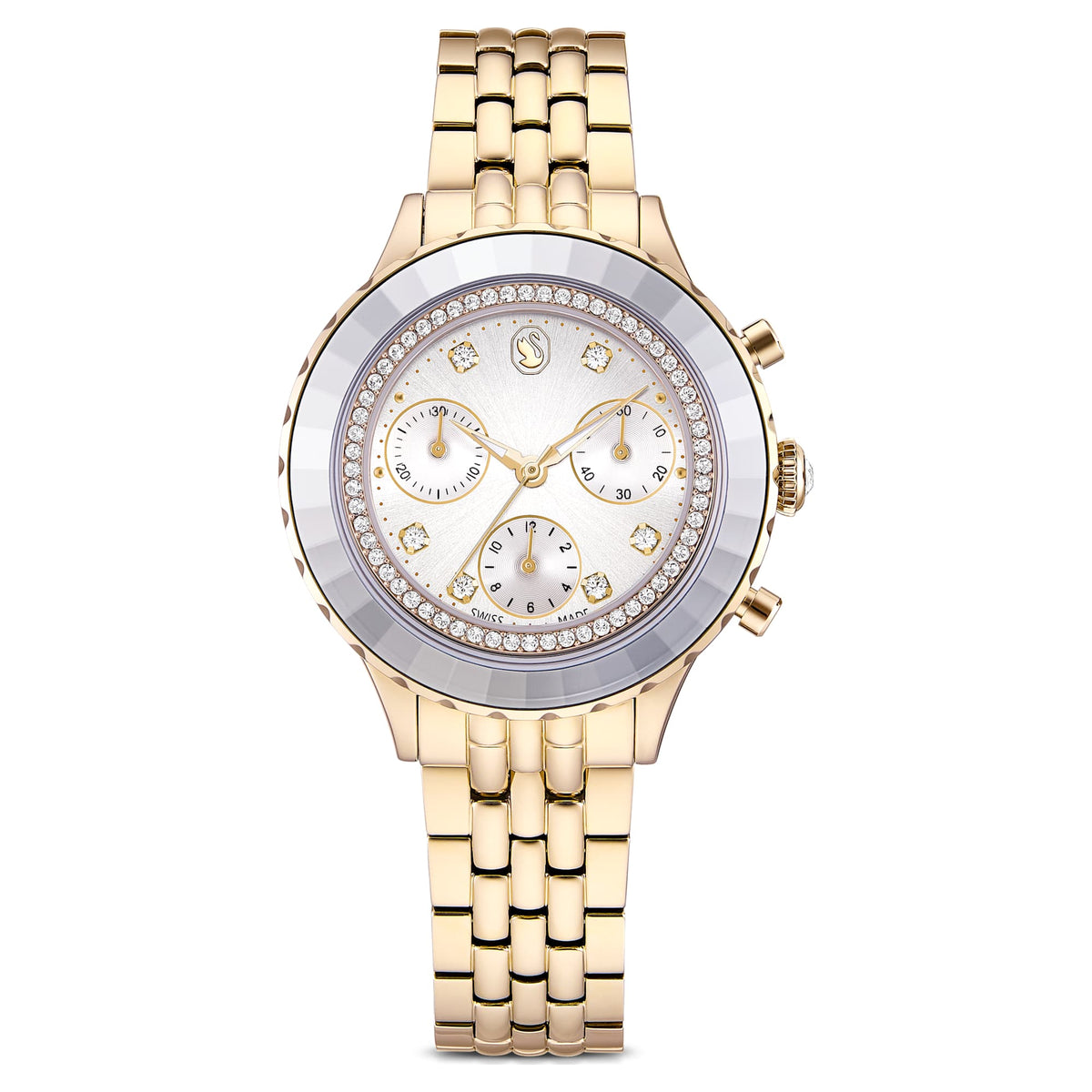 Swarovski Octea Chrono Watch Swiss Made Metal Bracelet Gold Tone Champagne Gold-Tone Finish SW5730194