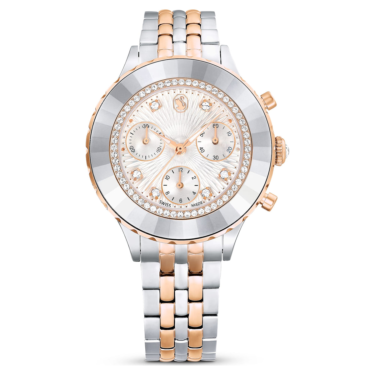 Swarovski Octea Chrono Watch Swiss Made Metal Bracelet Rose Gold Tone Mixed Metal Finish SW5672937