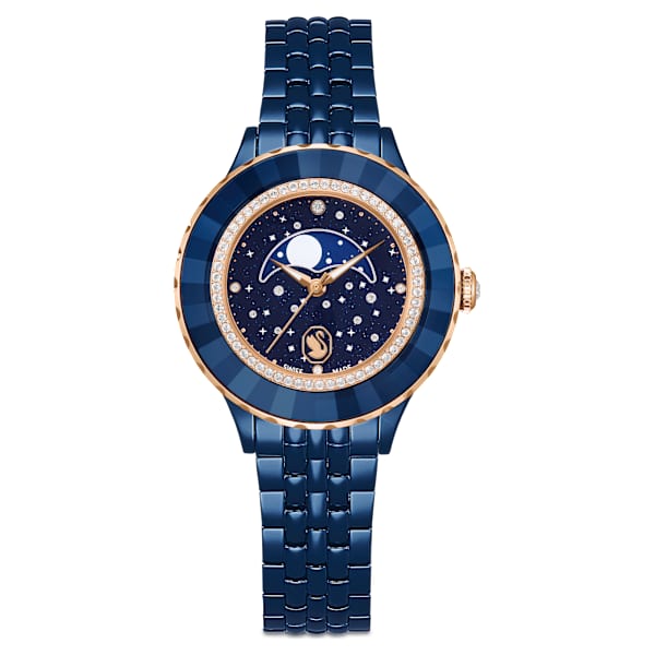 Swarovski Octea Moon Watch Swiss Made Metal Bracelet Blue Blue Finish SW5743701