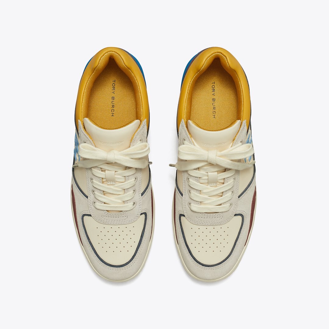 Tory Burch Online Exclusive: Clover Court Sneaker LIGHT CREAM / CALCARE / DARK CARMINE