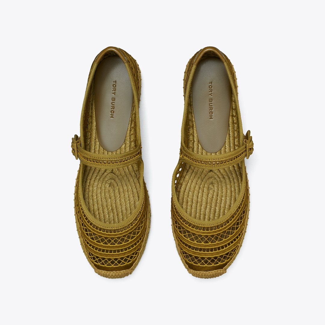 Tory Burch Open Weave Mary Jane Espadrille OLIVE TWIG