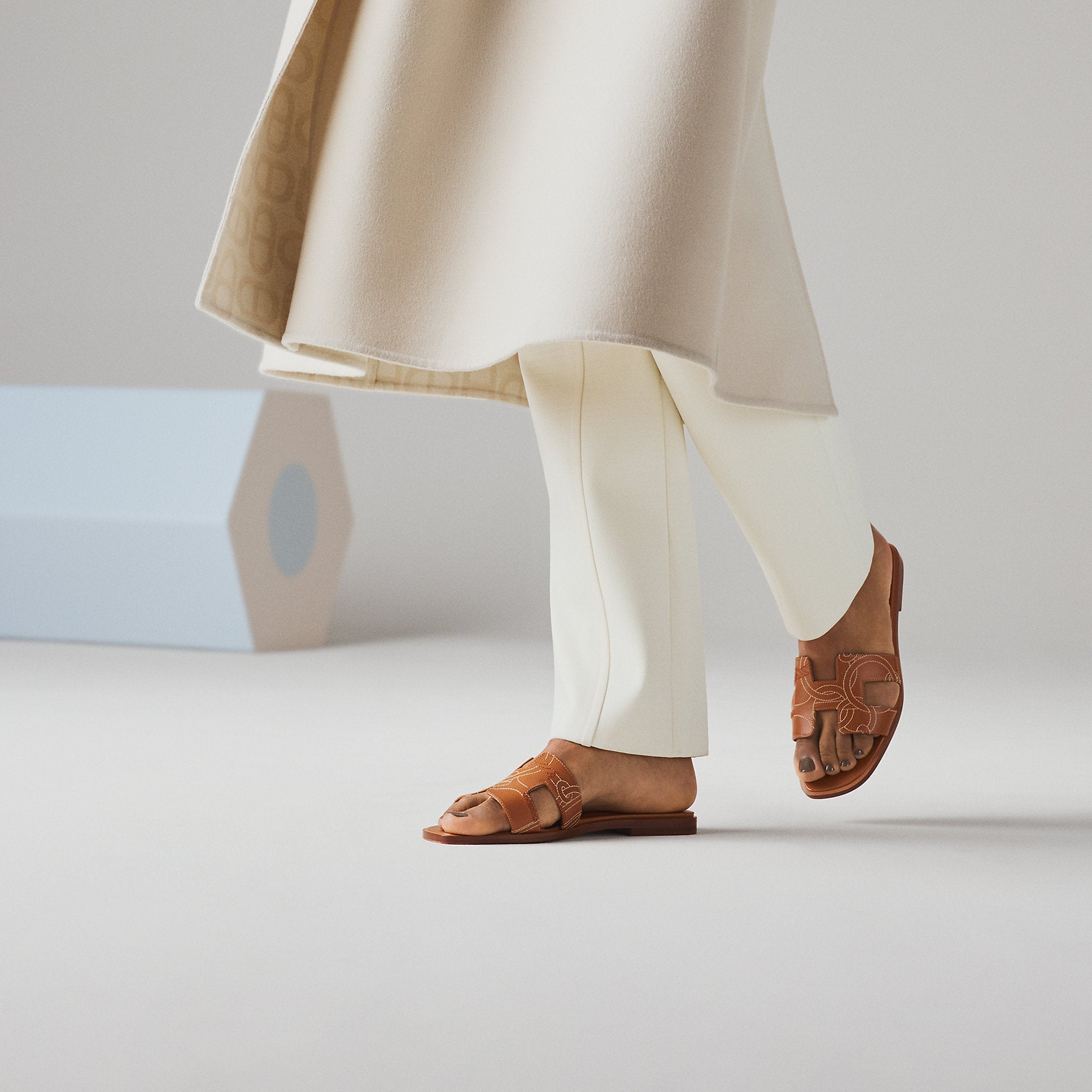 Hermes Oran Sandal Naturel