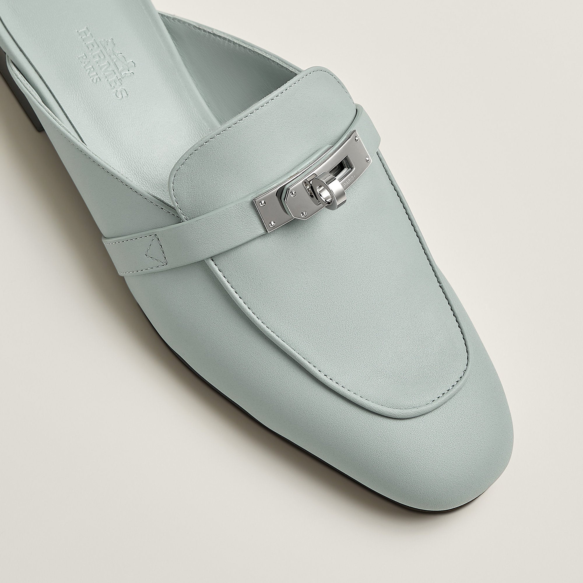 Hermes Oz Mule Bleu Glacier