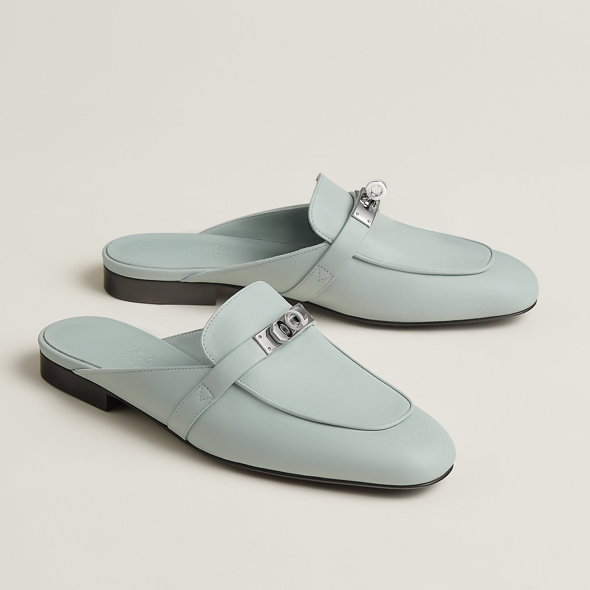 Hermes Oz Mule Bleu Glacier