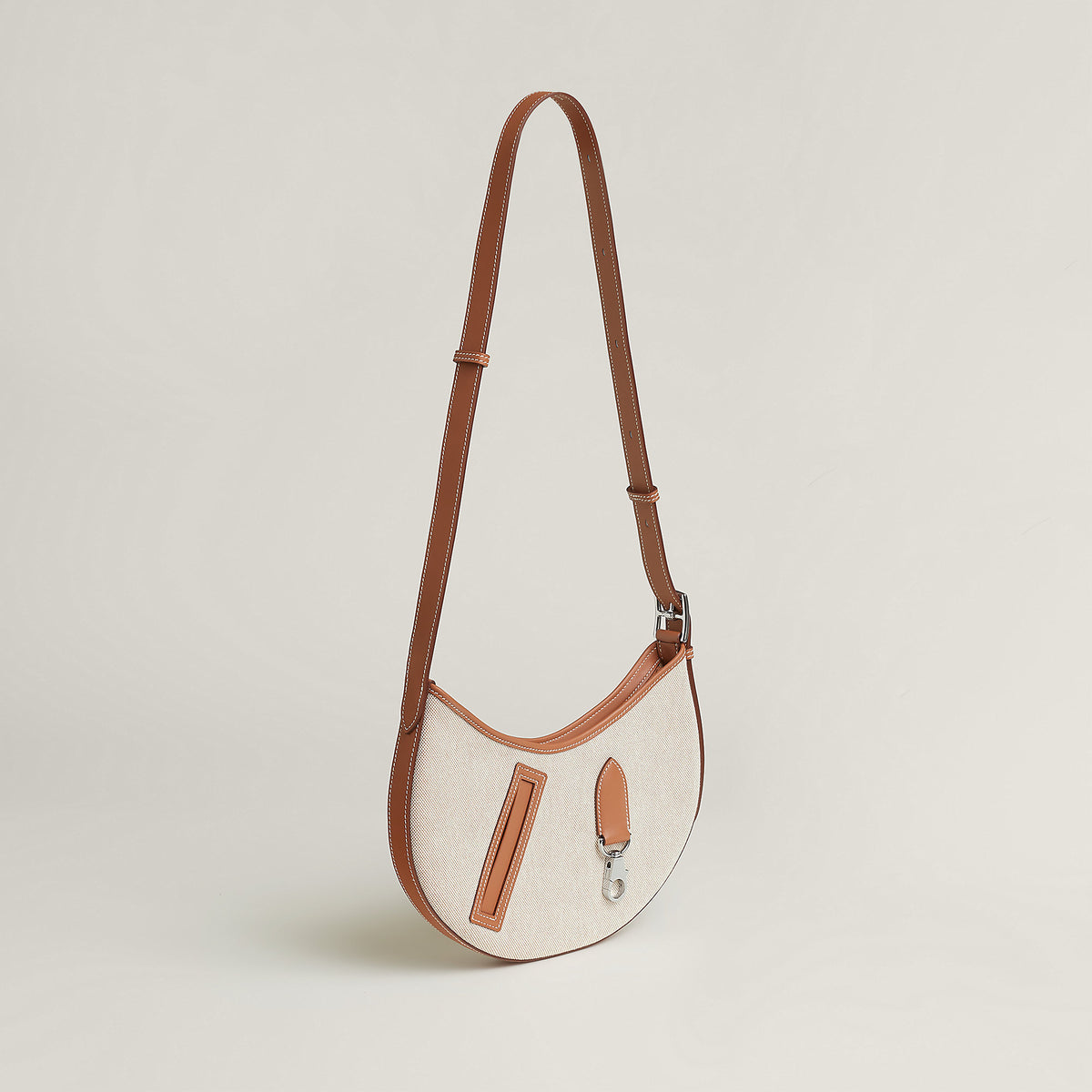Hermes P'Tit Arcon Toile & Cuir Bag Cru