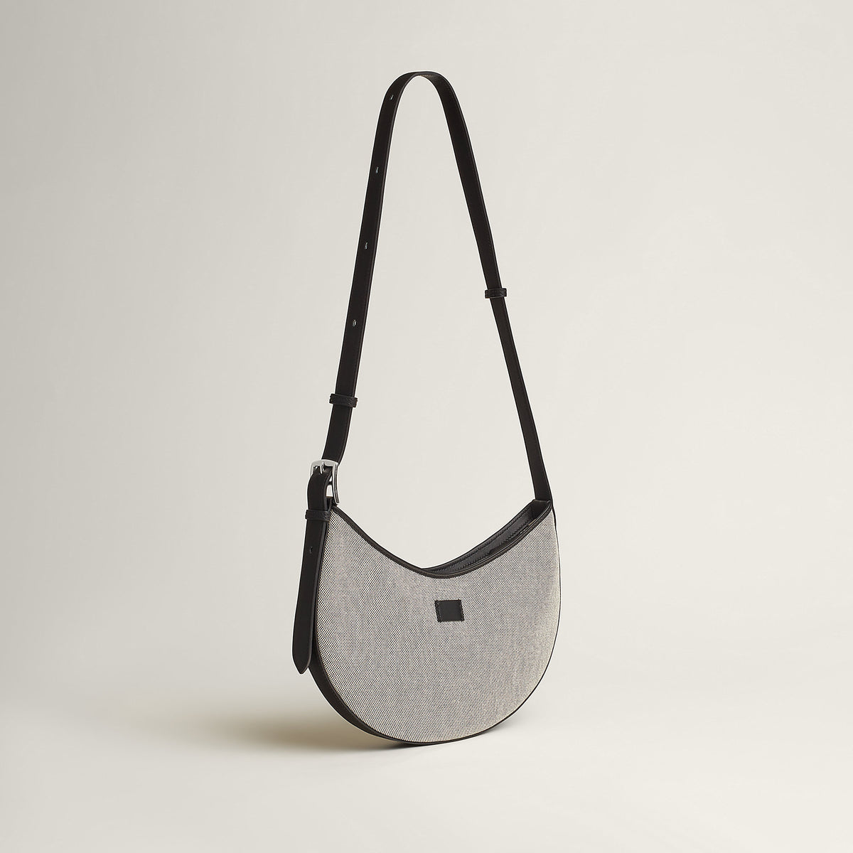 Hermes P'Tit Arcon Toile & Cuir Bag Cru Noir