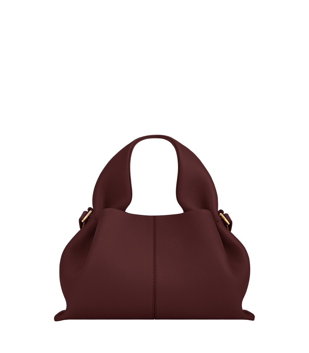 Polene Numero Neuf Mini in Textured Black Cherry, front view