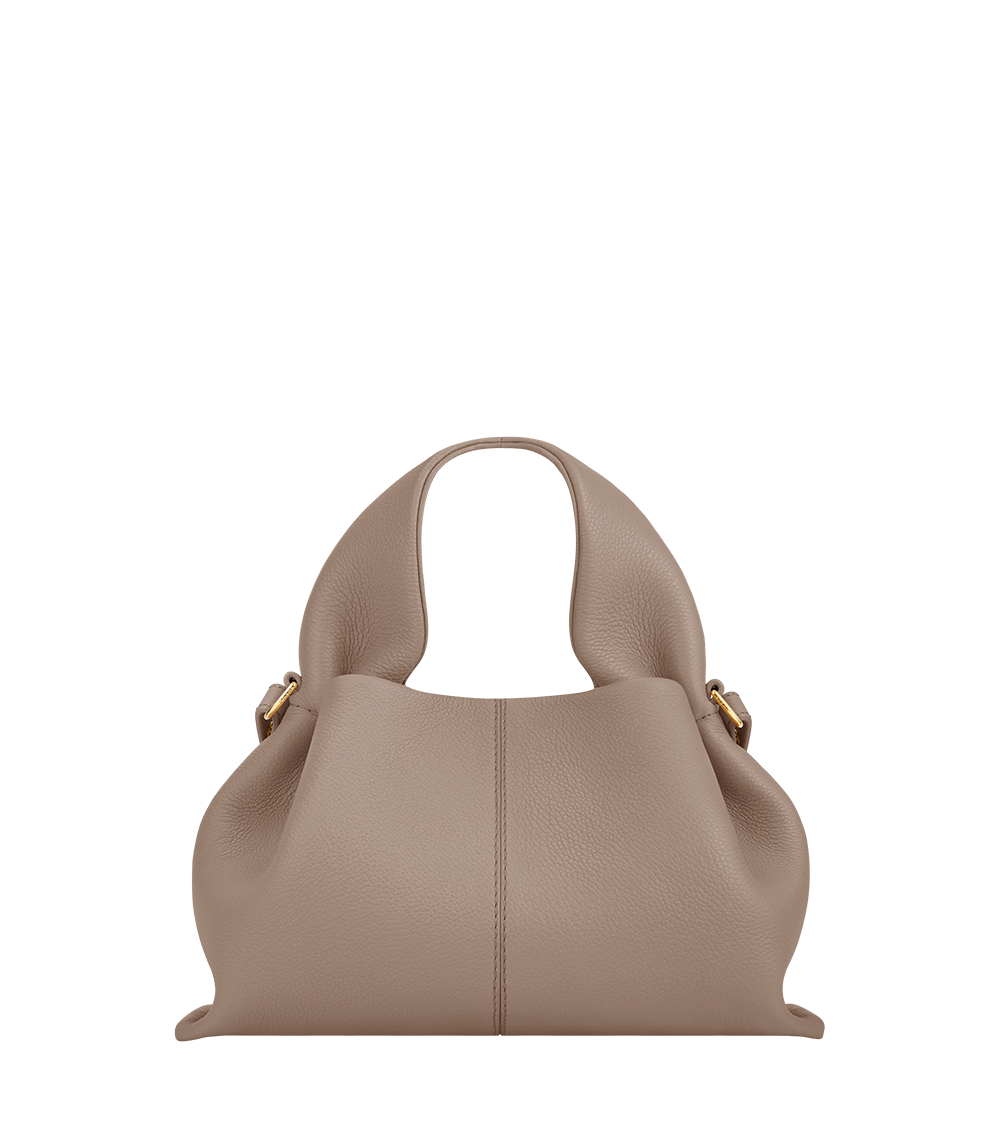 Polene Numero Neuf Mini bag in textured taupe calf leather