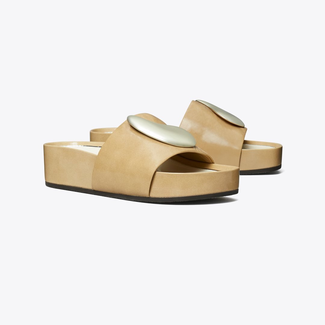 Tory Burch Patos Platform Slide CHATEAU GRAY / SILVER