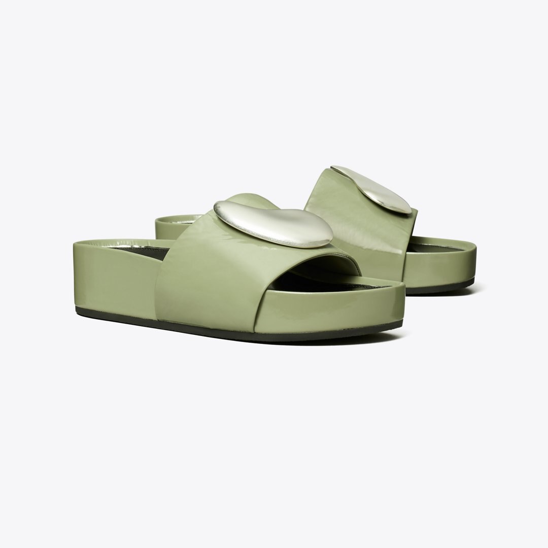 Tory Burch Patos Platform Slide LIGHT JADE / SILVER