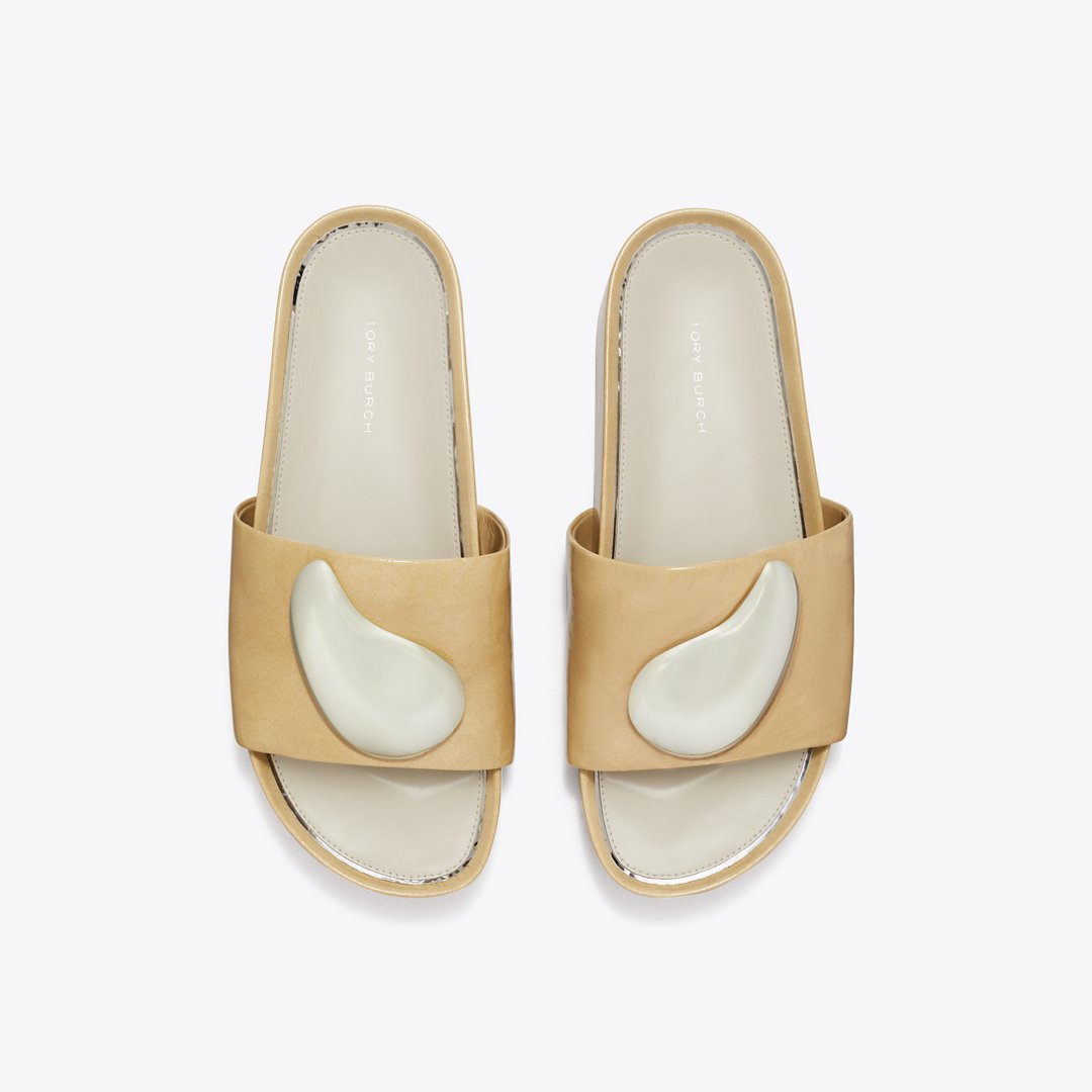 Tory Burch Patos Platform Slide CHATEAU GRAY / SILVER