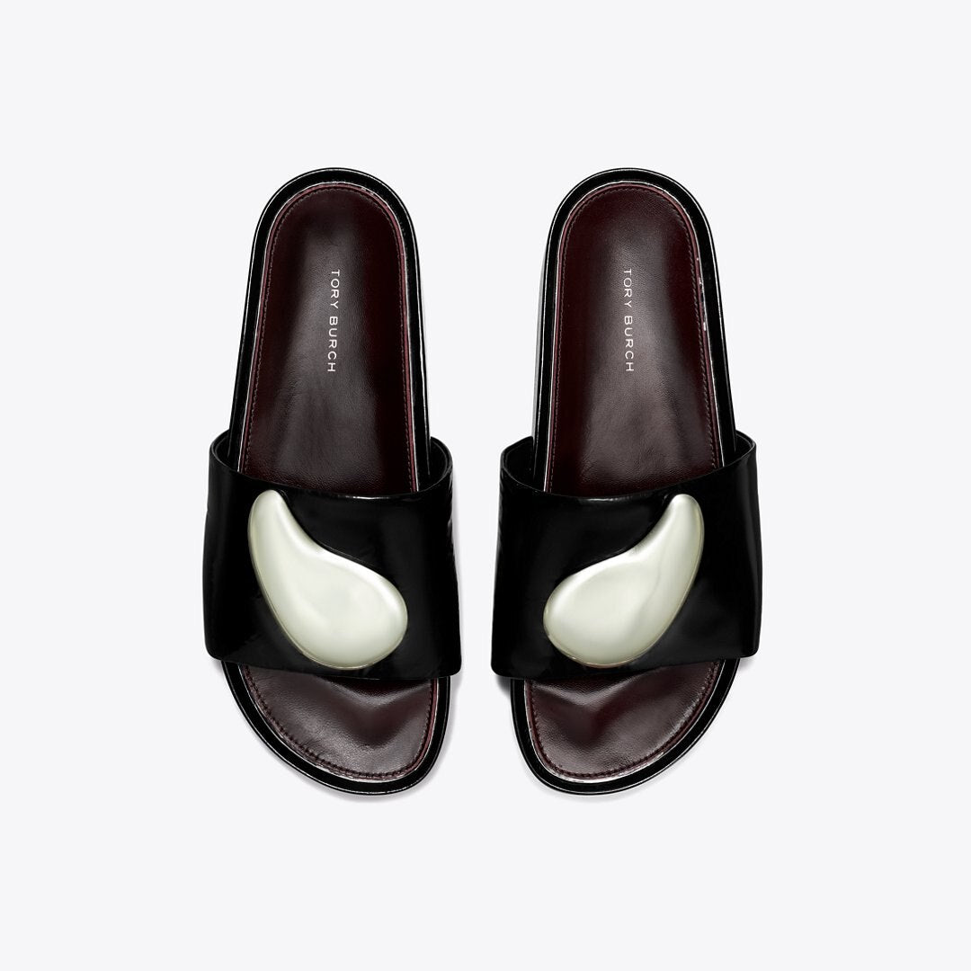 Tory Burch Patos Platform Slide PERFECT BLACK / SILVER