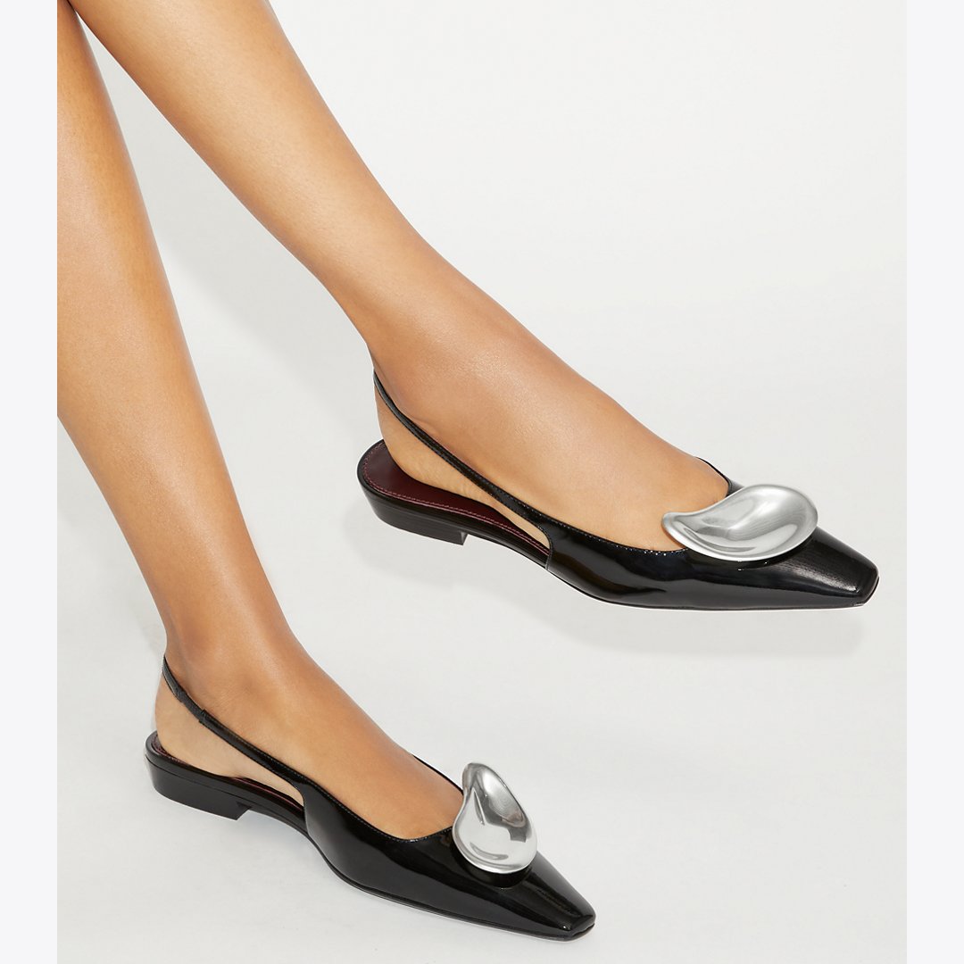 Tory Burch Patos Slingback PERFECT BLACK / SILVER