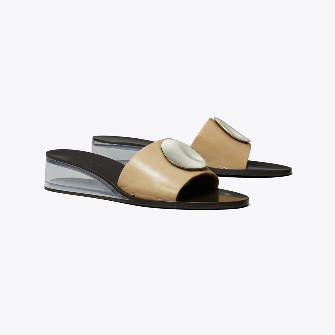 Tory Burch Patos Wedge Slide CHATEAU GRAY / SILVER