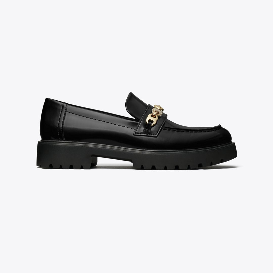 Tory Burch Pav Gemini Link Lug Loafer PERFECT BLACK / GOLD