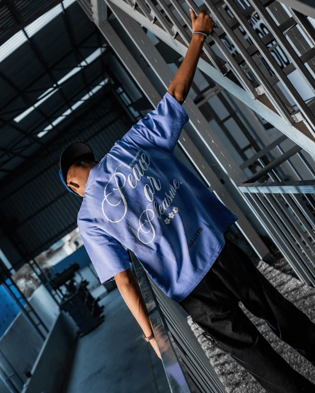 PEACE N PLEASURE BLUE WASH TEE