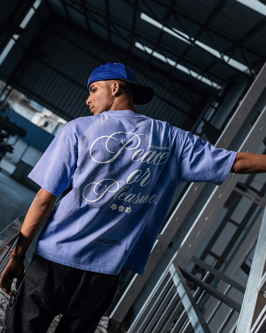 PEACE N PLEASURE BLUE WASH TEE - SULLITT