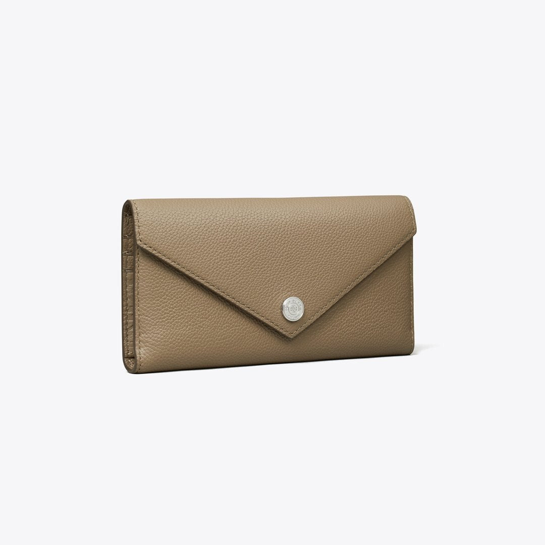 Tory Burch Pebble Envelope Long Wallet Wild Mushroom