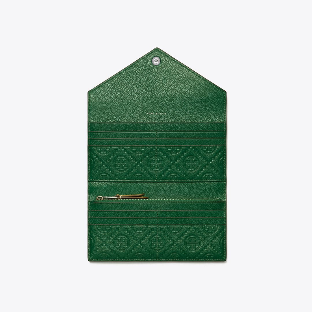 Tory Burch Pebble Envelope Long Wallet Dark Kale