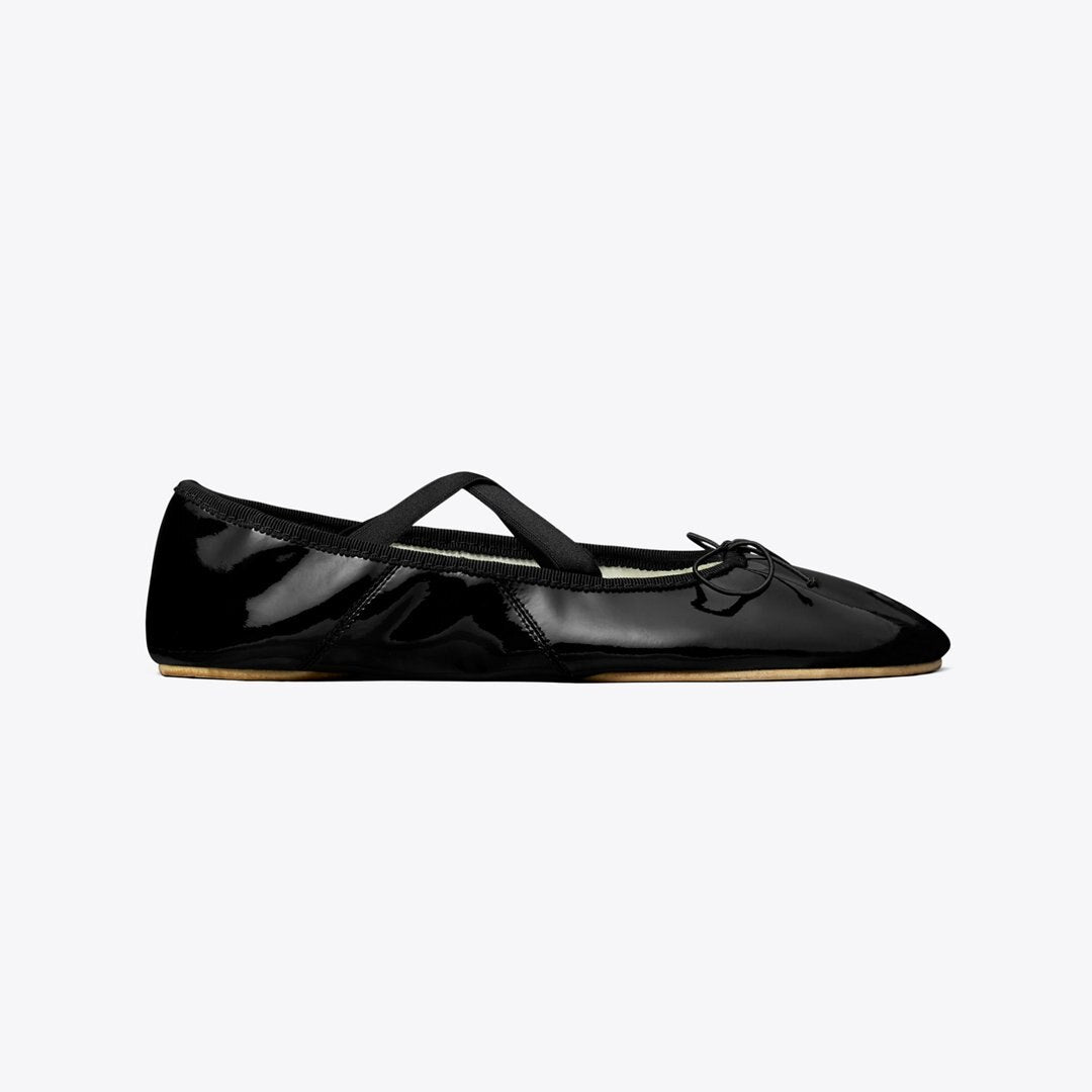 Tory Burch Peep-Toe Mary Jane Ballet PERFECT BLACK