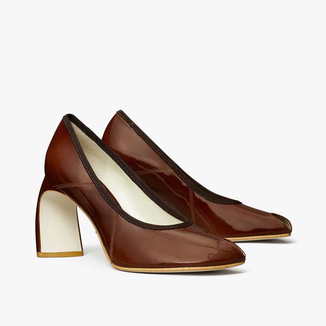 Tory Burch Peep-Toe Pump RUSSET BROWN